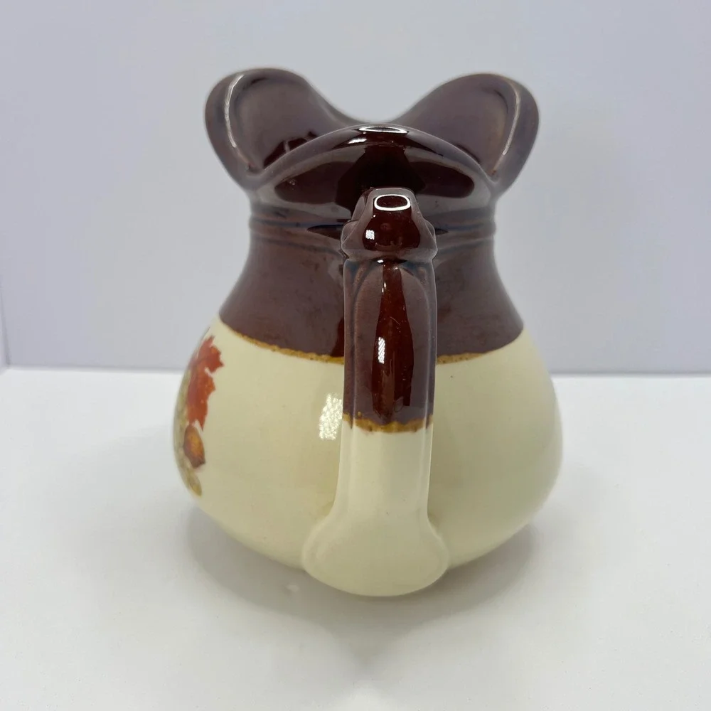 McCoy Grapes Pitcher 7515 Brown Cream Retro USA Vintage Pottery Jug Farmhouse